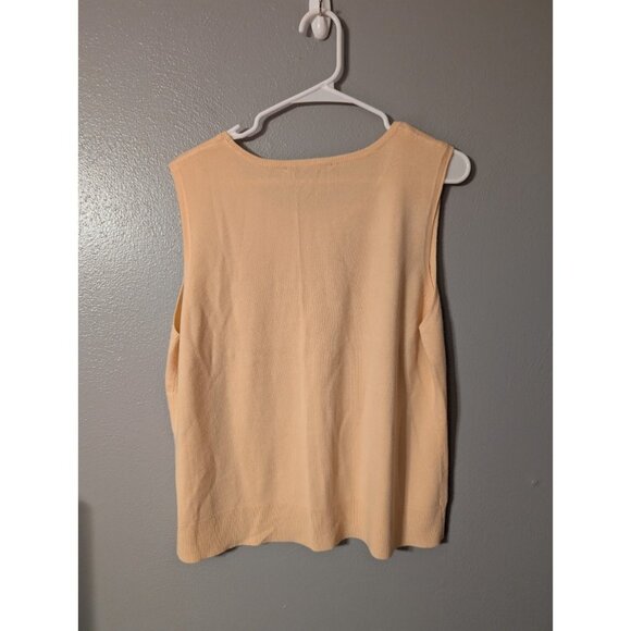 Nine & Company XL Sleeveless Knit Sweater Tank Top Peach Floral Y2K - Picture 5 of 7
